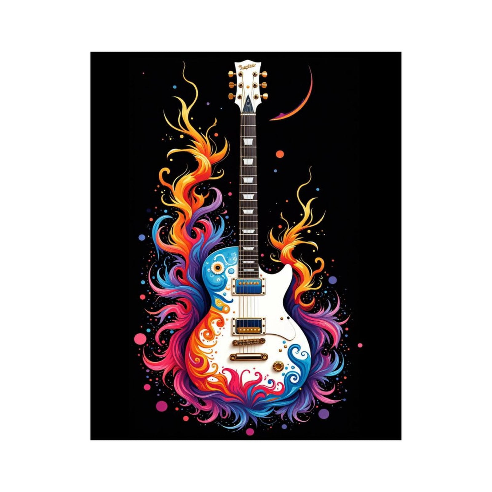 Paint By Numbers Kit for Adults Beginner - DIY Colorful Flame Guitar Art Canvas Painting Kits for Adults, Frameless Paint By Number for Adults for Home Wall Decor 16x20 Inch