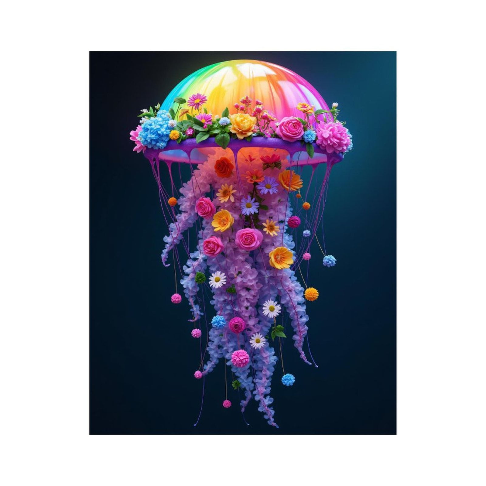Paint By Numbers Kit for Adults Beginner - DIY Colorful Floral Jellyfish Art Canvas Painting Kits for Adults, Frameless Paint By Number for Adults for Home Wall Decor 16x20 Inch