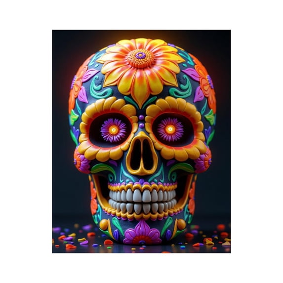 Paint By Numbers Kit for Adults Beginner - DIY Colorful Floral Skull Design Canvas Painting Kits for Adults, Frameless Paint By Number for Adults for Home Wall Decor 16x20 Inch