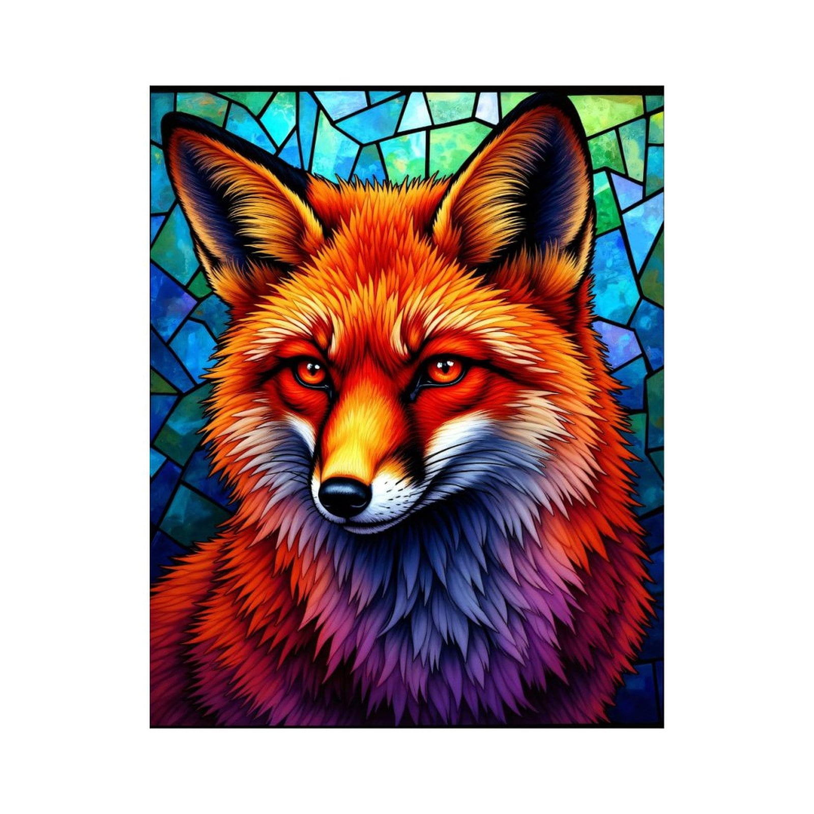 Paint By Numbers Kit for Adults Beginner - DIY Colorful Fox Stained Glass Art Canvas Painting Kits for Adults, Frameless Paint By Number for Adults for Home Wall Decor 16x20 Inch