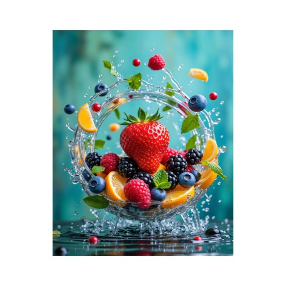 Paint By Numbers Kit for Adults Beginner - DIY Colorful Fruit Splash Composition Canvas Painting Kits for Adults, Frameless Paint By Number for Adults for Home Wall Decor 16x20 Inch