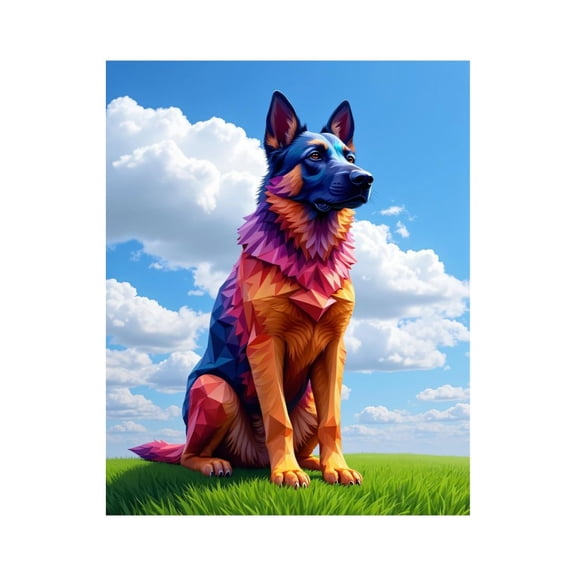 Paint By Numbers Kit for Adults Beginner - DIY Colorful Geometric Dog Art Sky Canvas Painting Kits for Adults, Frameless Paint By Number for Adults for Home Wall Decor 16x20 Inch