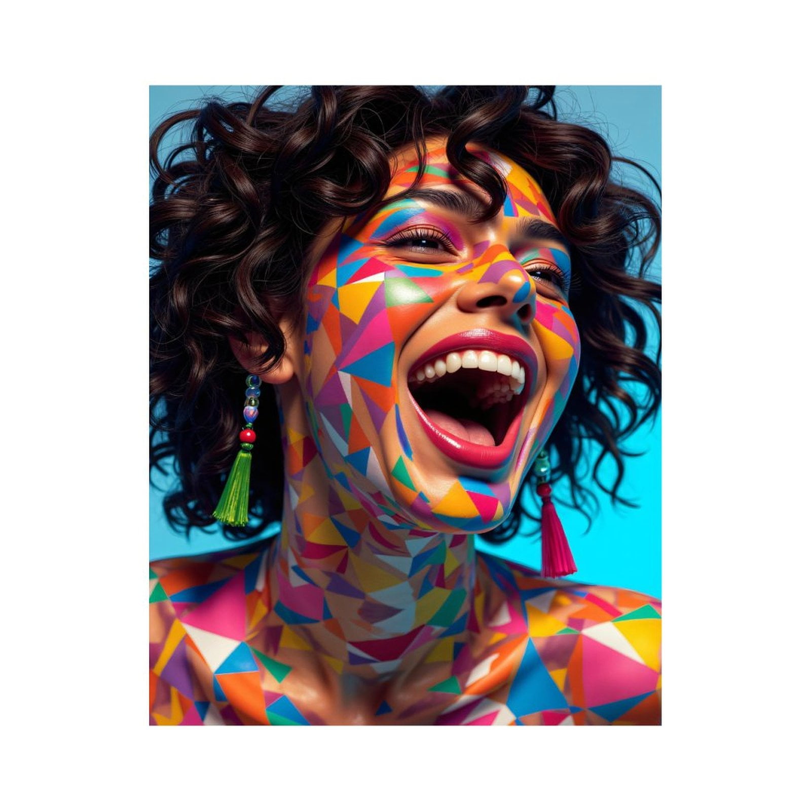 Paint By Numbers Kit for Adults Beginner - DIY Colorful Geometric Face Art Laughter Canvas Painting Kits for Adults, Frameless Paint By Number for Adults for Home Wall Decor 16x20 Inch