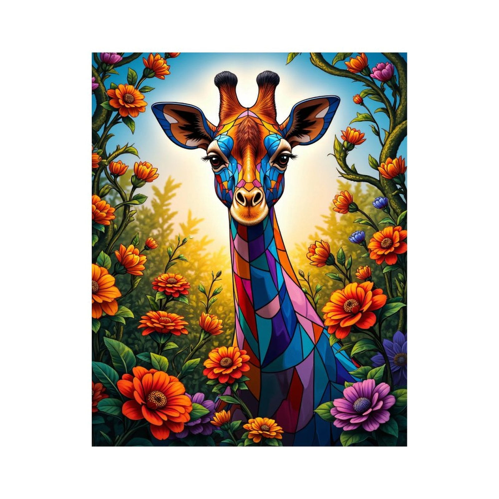 Paint By Numbers Kit for Adults Beginner - DIY Colorful Giraffe Floral Art Canvas Painting Kits for Adults, Frameless Paint By Number for Adults for Home Wall Decor 16x20 Inch