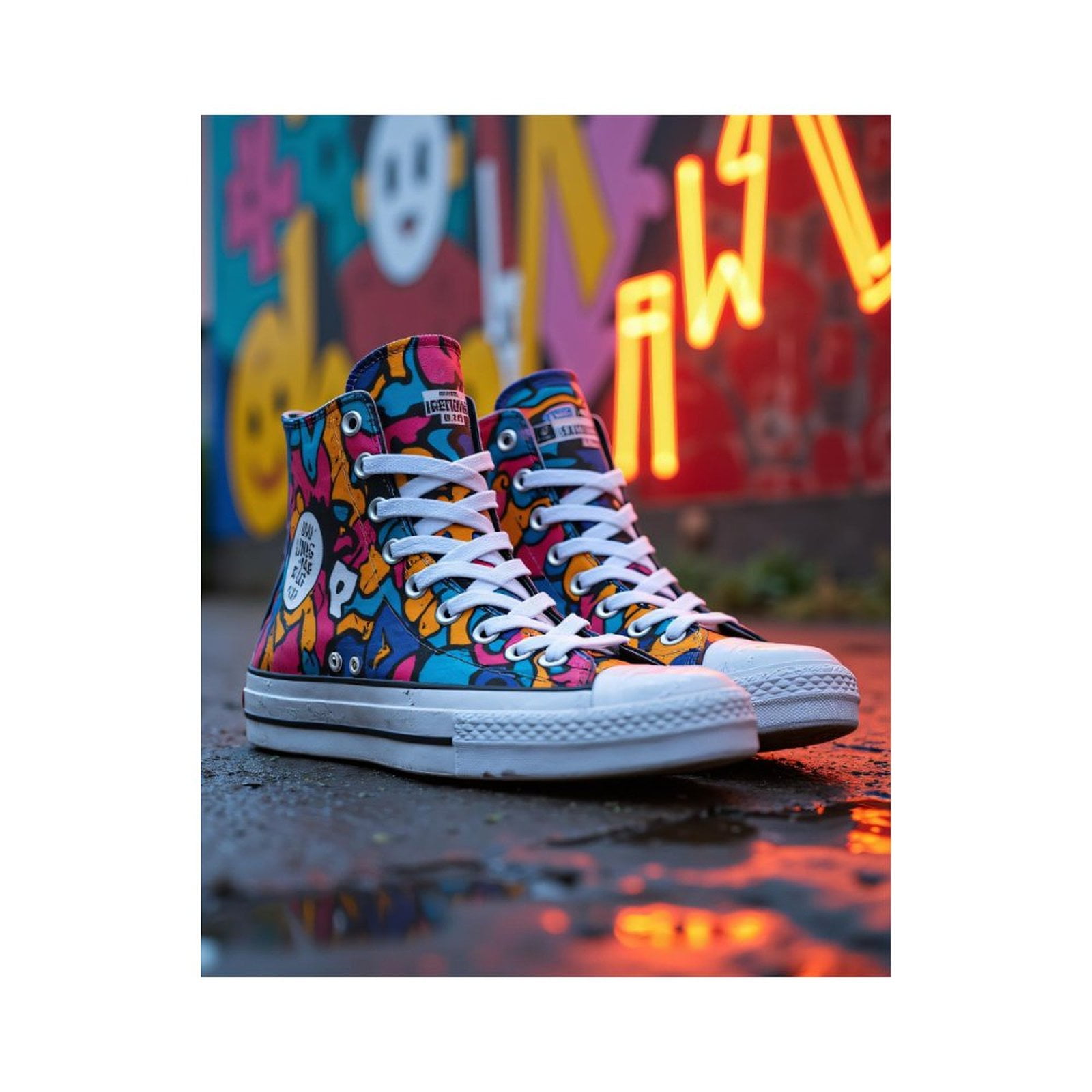 Paint By Numbers Kit for Adults Beginner - DIY Colorful Graffiti Sneakers Street Art Canvas Painting Kits for Adults, Frameless Paint By Number for Adults for Home Wall Decor 16x20 Inch