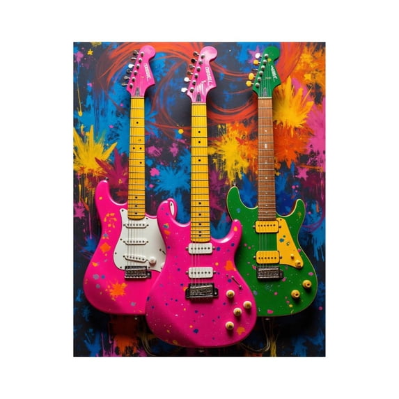 Paint By Numbers Kit for Adults Beginner - DIY Colorful Guitars Abstract Art Canvas Painting Kits for Adults, Frameless Paint By Number for Adults for Home Wall Decor 16x20 Inch