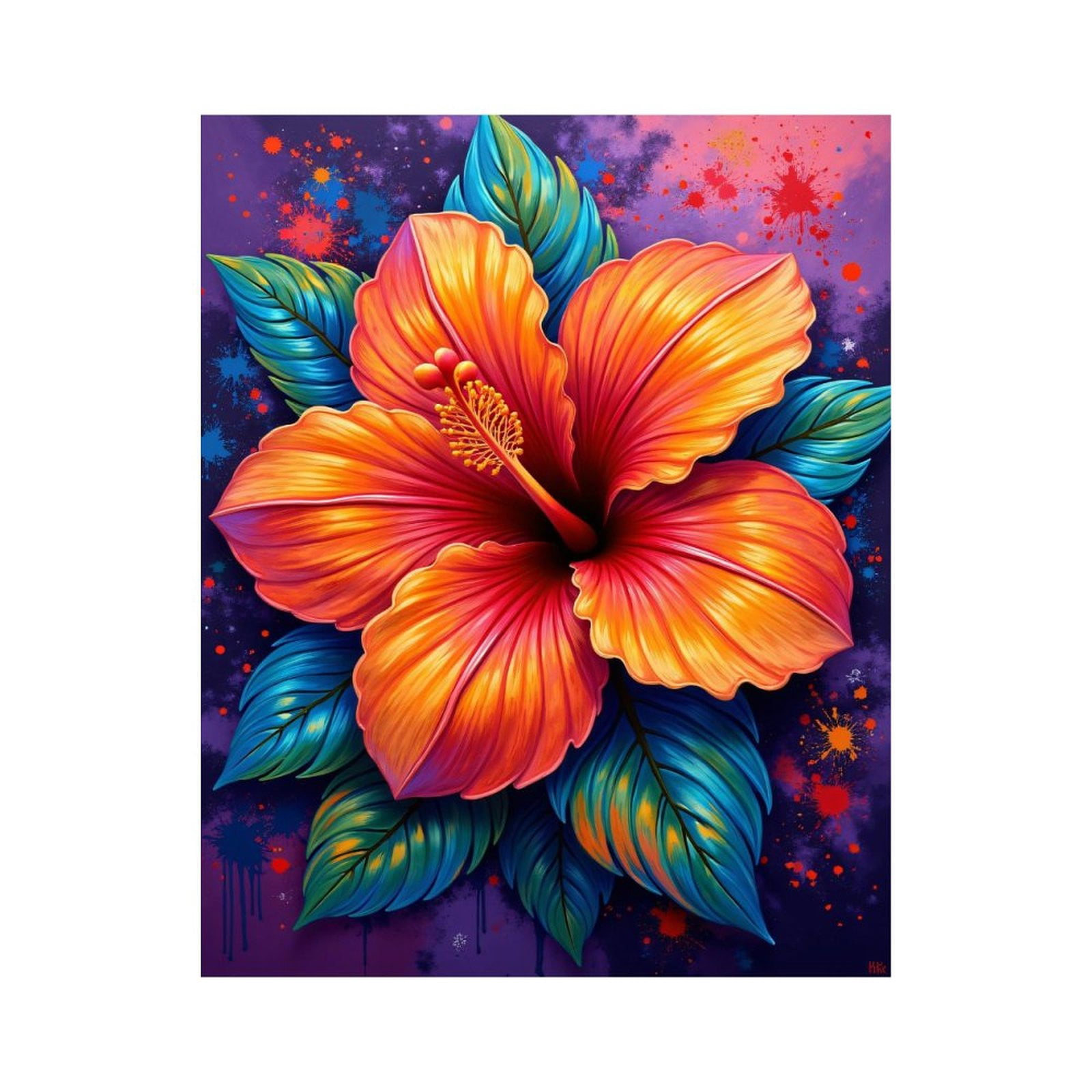 Paint By Numbers Kit for Adults Beginner - DIY Colorful Hibiscus Art Painting Canvas Painting Kits for Adults, Frameless Paint By Number for Adults for Home Wall Decor 16x20 Inch