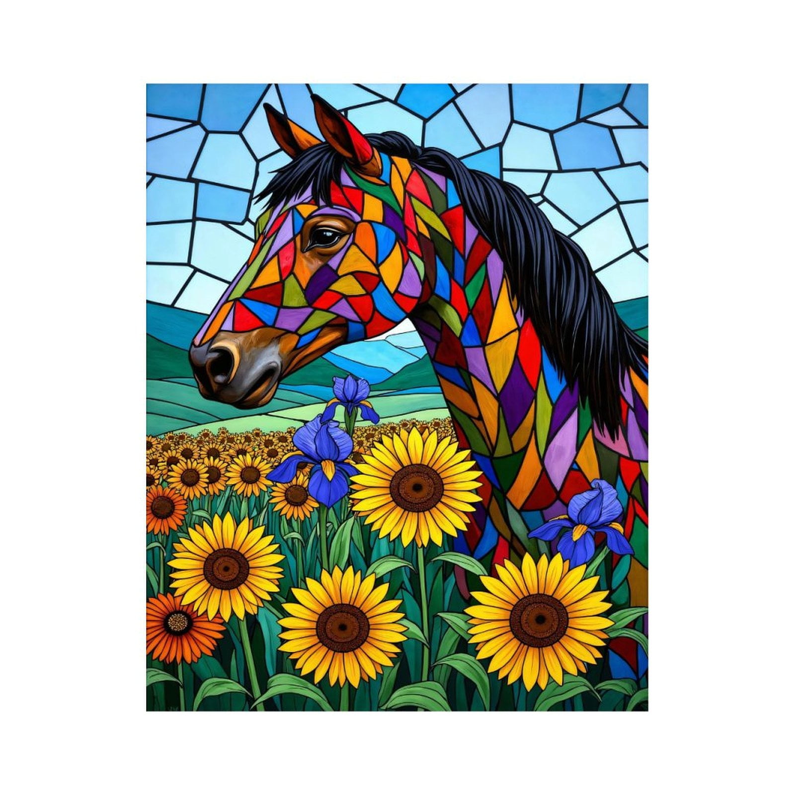 Paint By Numbers Kit for Adults Beginner - DIY Colorful Horse Floral Field Art Canvas Painting Kits for Adults, Frameless Paint By Number for Adults for Home Wall Decor 16x20 Inch