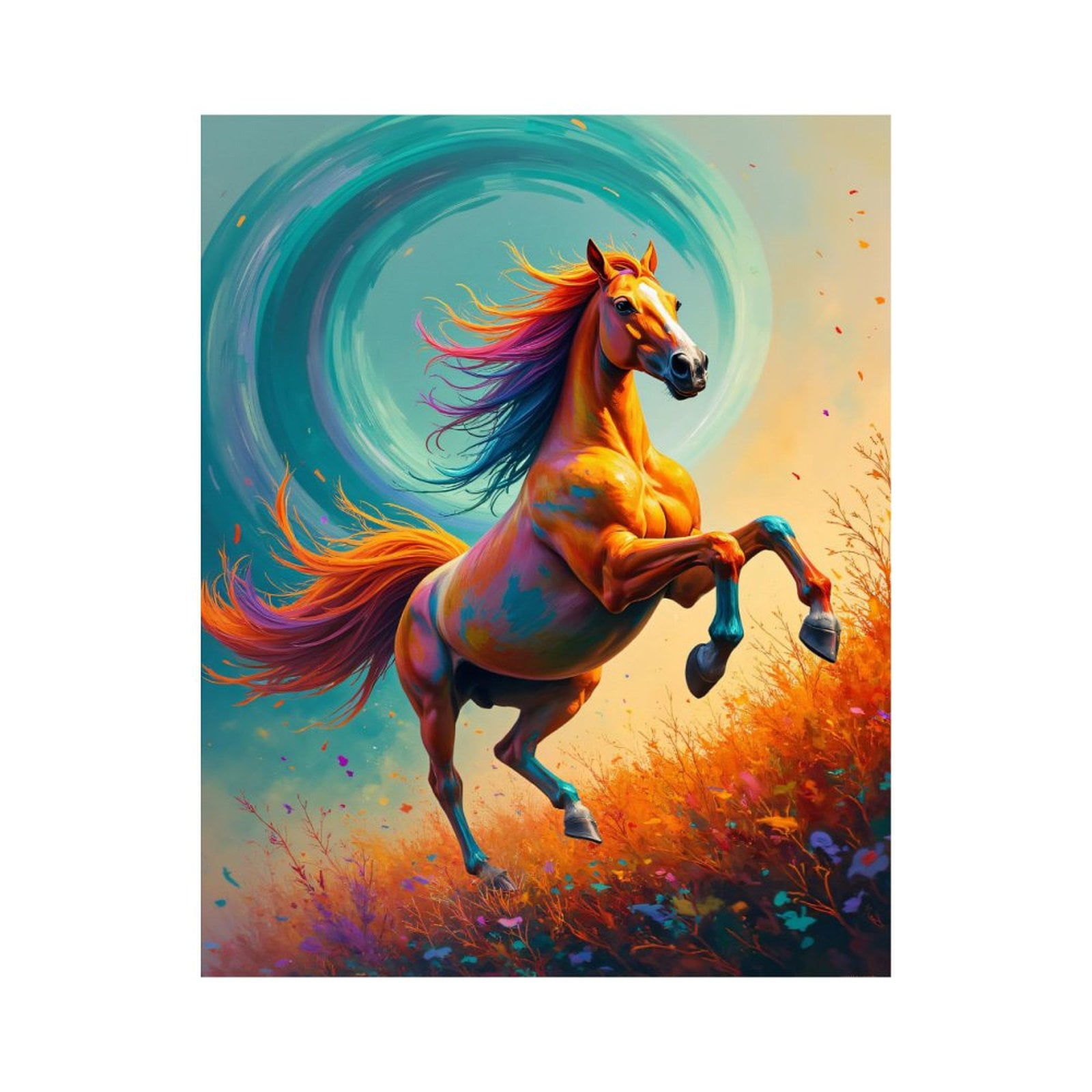 Paint By Numbers Kit for Adults Beginner - DIY Colorful Horse Majestic Art Scene Canvas Painting Kits for Adults, Frameless Paint By Number for Adults for Home Wall Decor 16x20 Inch