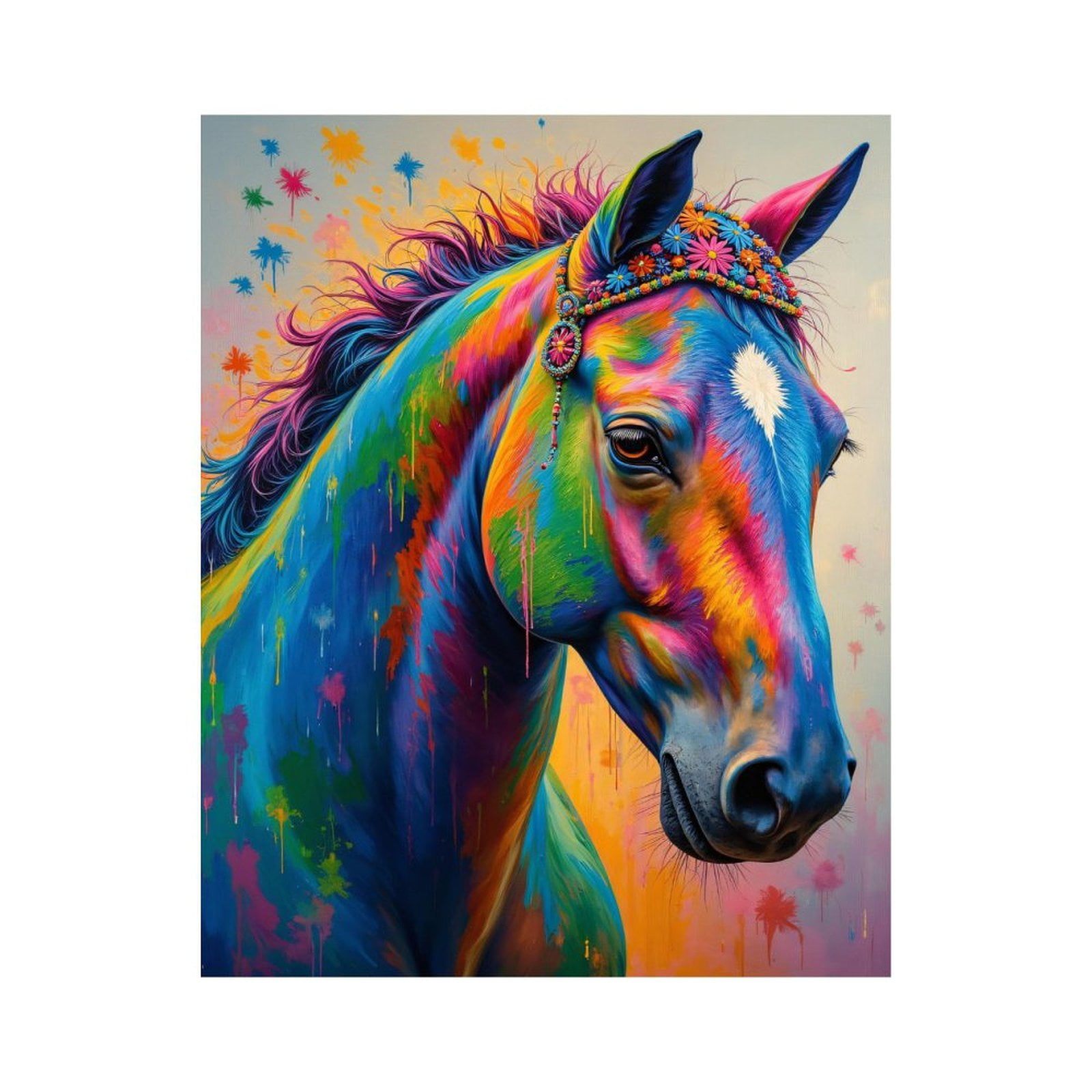 Paint By Numbers Kit for Adults Beginner - DIY Colorful Horse Portrait Art Vision Canvas Painting Kits for Adults, Frameless Paint By Number for Adults for Home Wall Decor 16x20 Inch