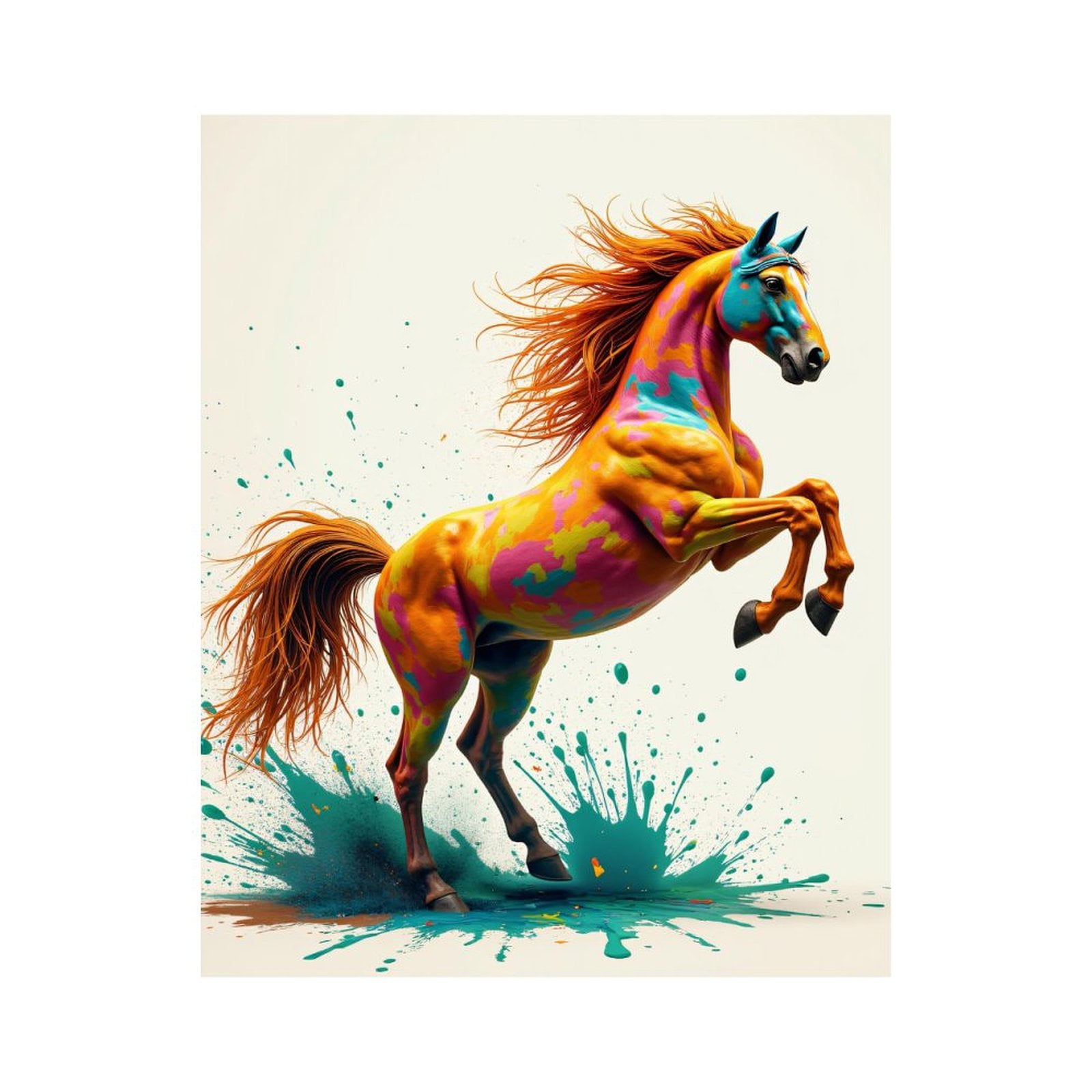 Paint By Numbers Kit for Adults Beginner - DIY Colorful Horse Splatter Art Canvas Painting Kits for Adults, Frameless Paint By Number for Adults for Home Wall Decor 16x20 Inch