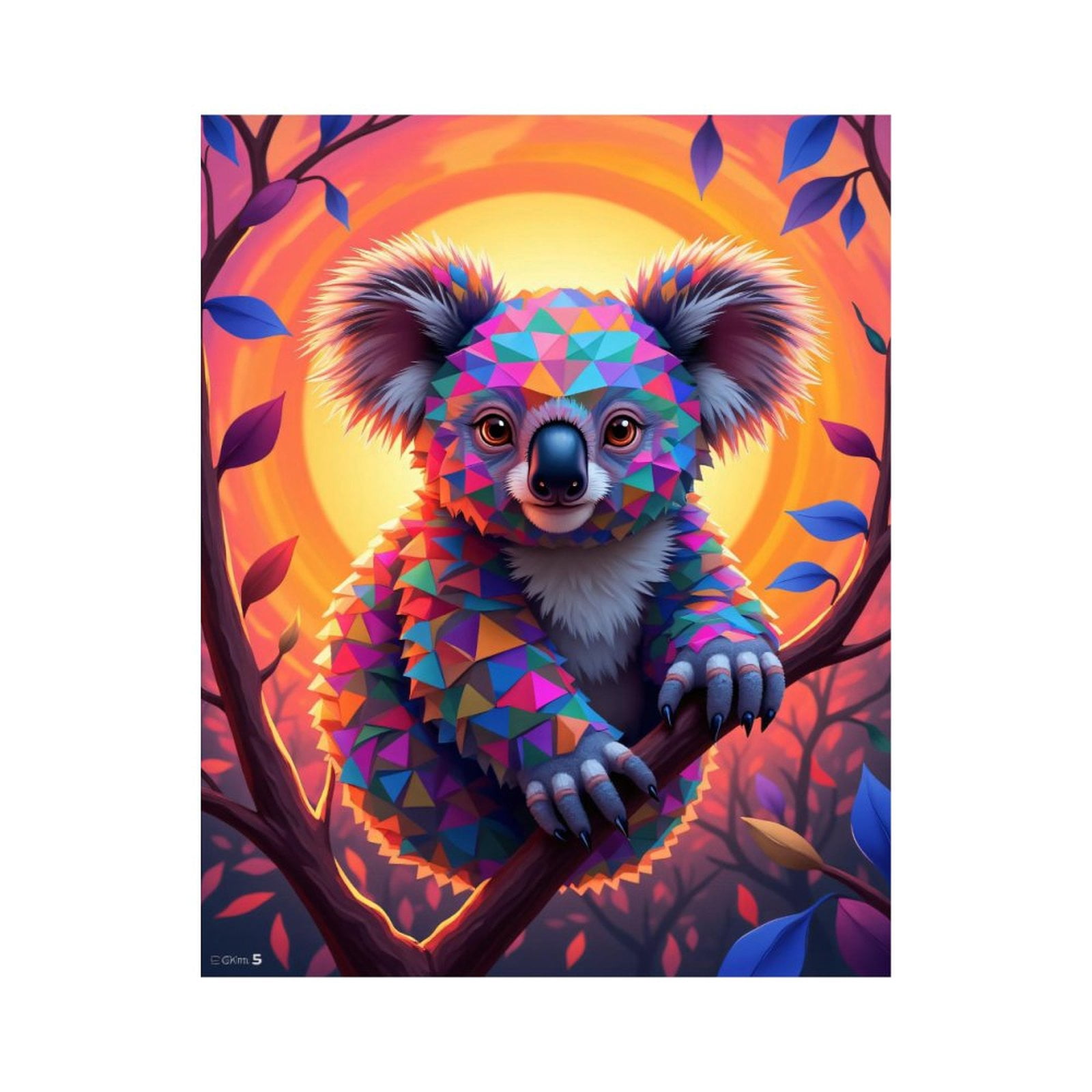 Paint By Numbers Kit for Adults Beginner - DIY Colorful Koala Geometric Art Scene Canvas Painting Kits for Adults, Frameless Paint By Number for Adults for Home Wall Decor 16x20 Inch