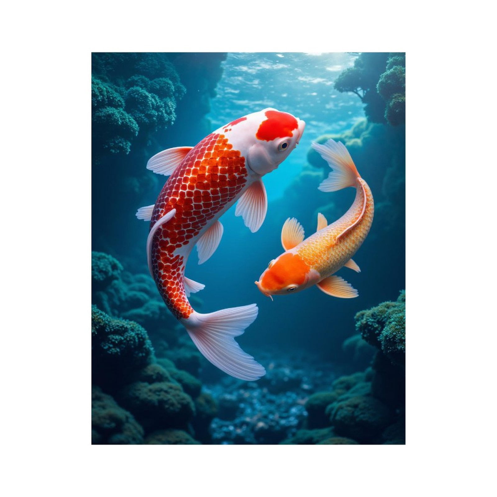 Paint By Numbers Kit for Adults Beginner - DIY Colorful Koi Fish Underwater Scene Canvas Painting Kits for Adults, Frameless Paint By Number for Adults for Home Wall Decor 16x20 Inch