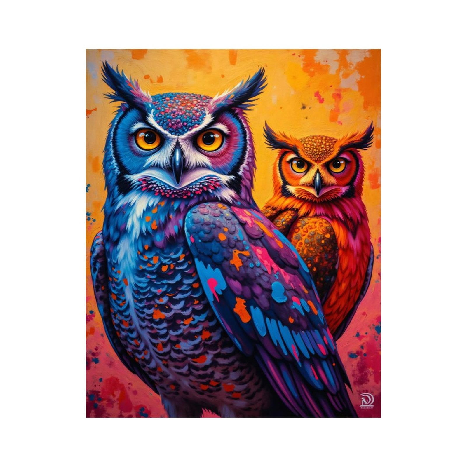 Paint By Numbers Kit for Adults Beginner - DIY Colorful Owl Duo Art Fantasy Canvas Painting Kits for Adults, Frameless Paint By Number for Adults for Home Wall Decor 16x20 Inch