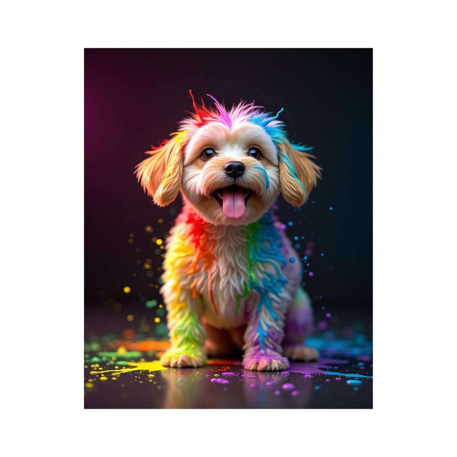 Paint By Numbers Kit for Adults Beginner - DIY Colorful Puppy Art Splash Canvas Painting Kits for Adults, Frameless Paint By Number for Adults for Home Wall Decor 16x20 Inch