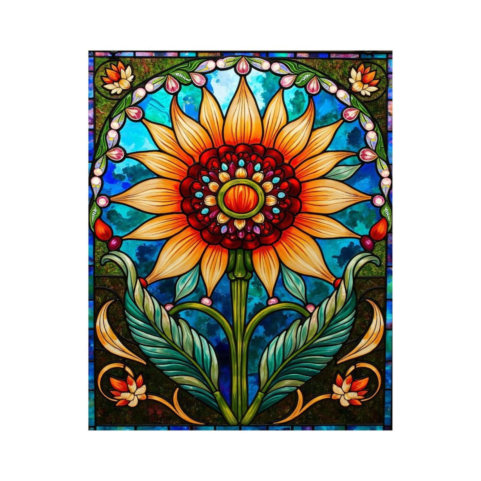 Paint By Numbers Kit for Adults Beginner - DIY Colorful Stained Glass Sunflower Art Canvas Painting Kits for Adults, Frameless Paint By Number for Adults for Home Wall Decor 16x20 Inch