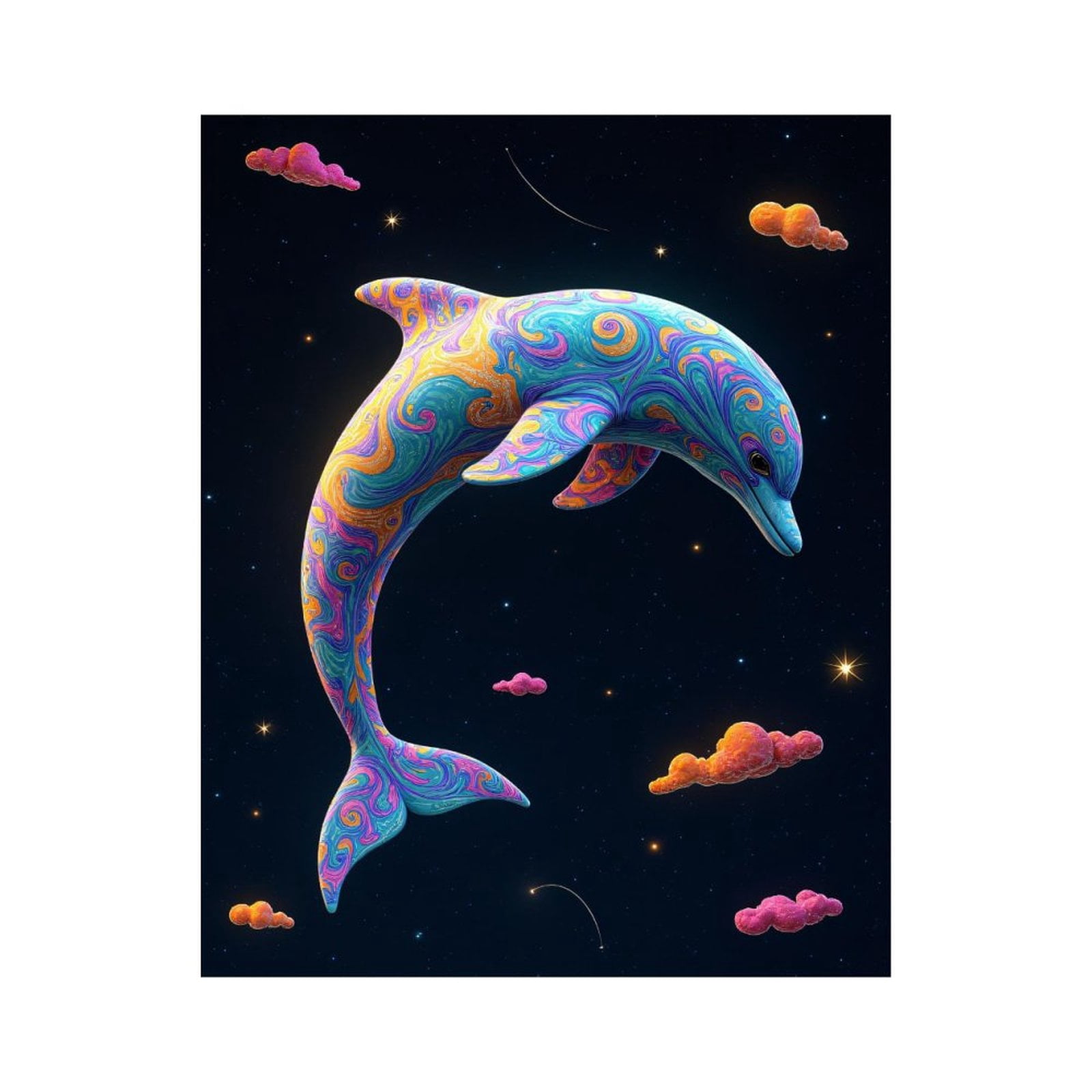 Paint By Numbers Kit for Adults Beginner - DIY Colorful Swirling Dolphin Sky Art Canvas Painting Kits for Adults, Frameless Paint By Number for Adults for Home Wall Decor 16x20 Inch