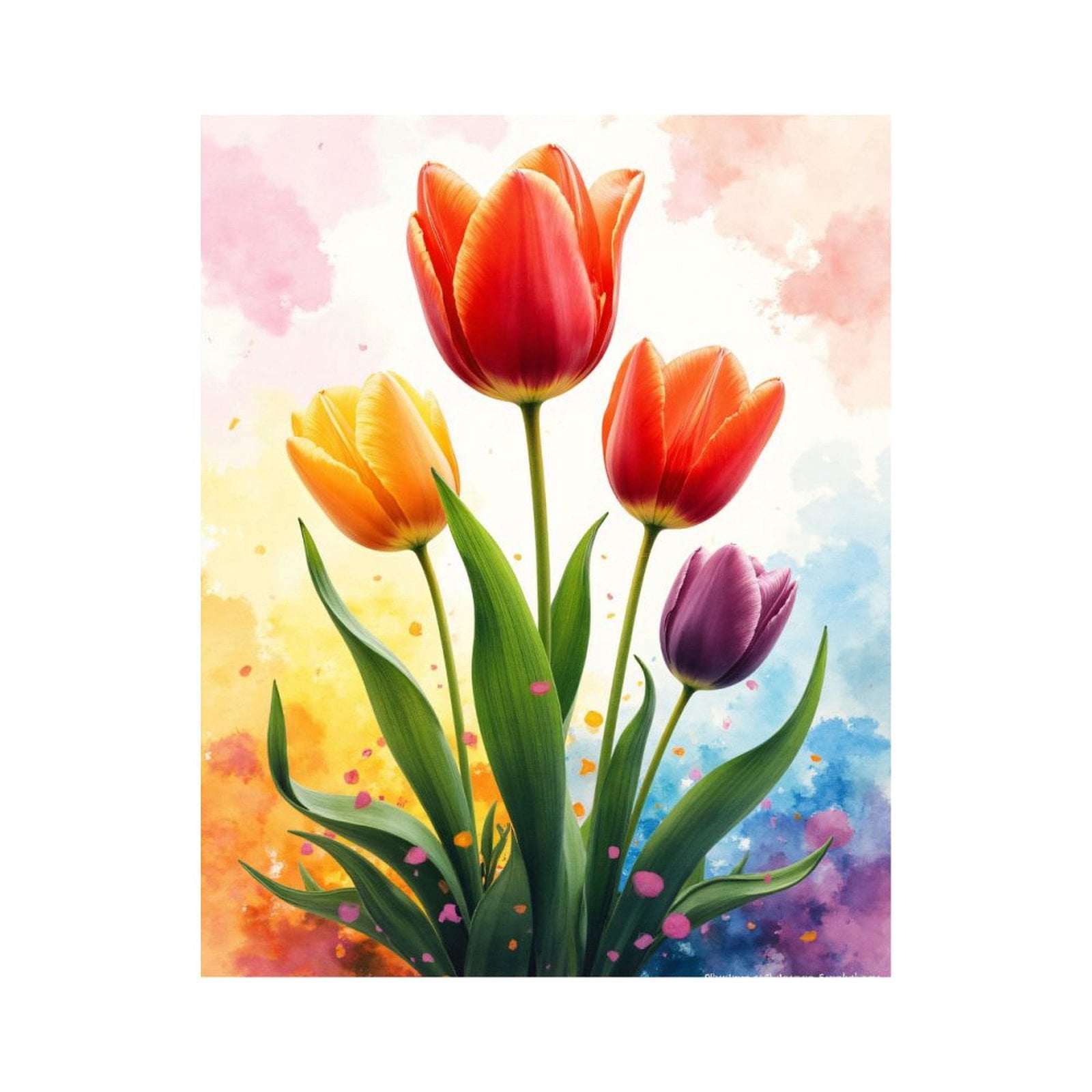 Paint By Numbers Kit for Adults Beginner - DIY Colorful Tulip Bouquet Art Print Canvas Painting Kits for Adults, Frameless Paint By Number for Adults for Home Wall Decor 16x20 Inch