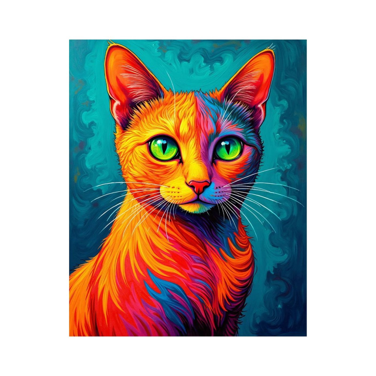 Paint By Numbers Kit for Adults Beginner - DIY Colorful Vibrant Cat Portrait Art Canvas Painting Kits for Adults, Frameless Paint By Number for Adults for Home Wall Decor 16x20 Inch