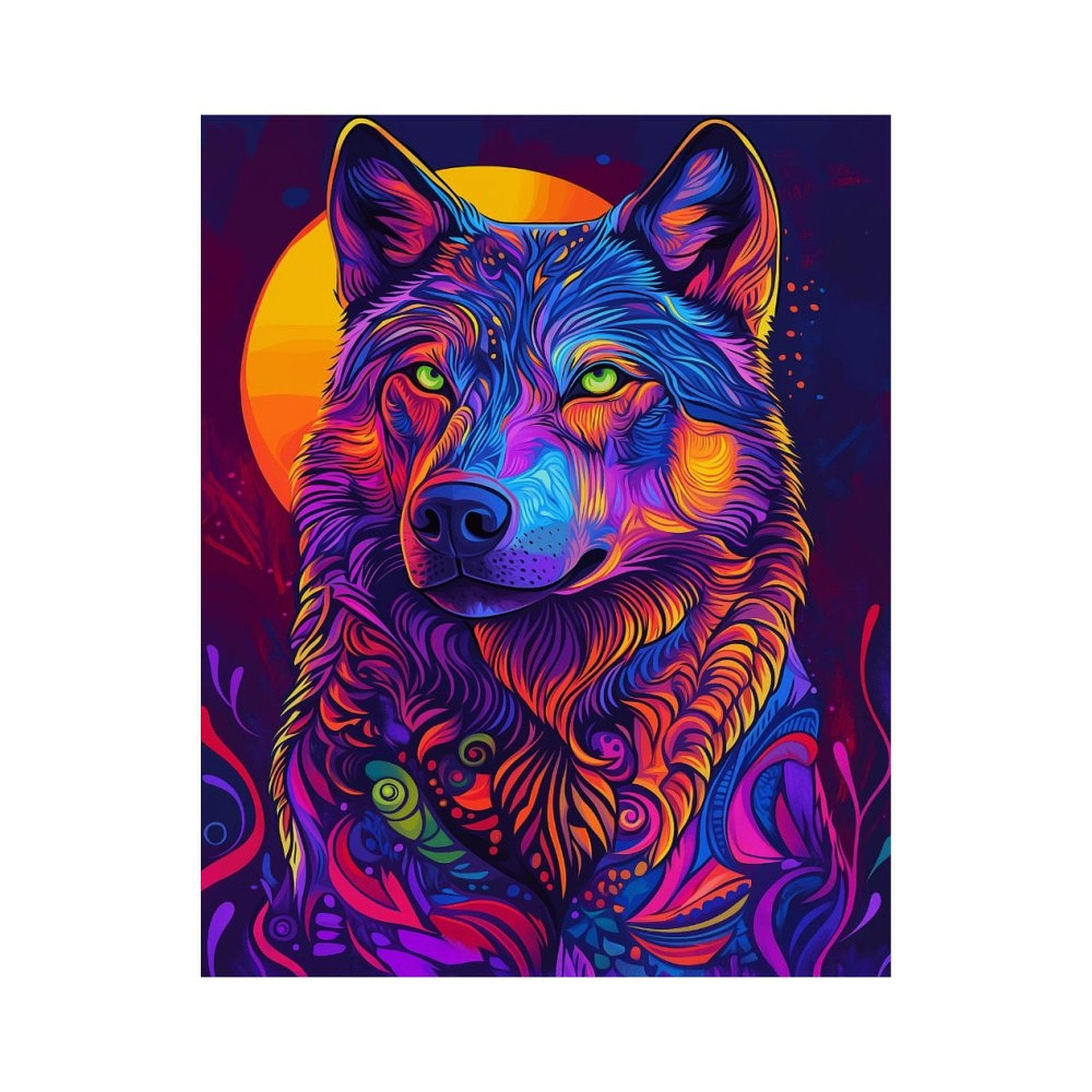 Paint By Numbers Kit for Adults Beginner - DIY Colorful Wolf Art Vibrant Sunset Canvas Painting Kits for Adults, Frameless Paint By Number for Adults for Home Wall Decor 16x20 Inch