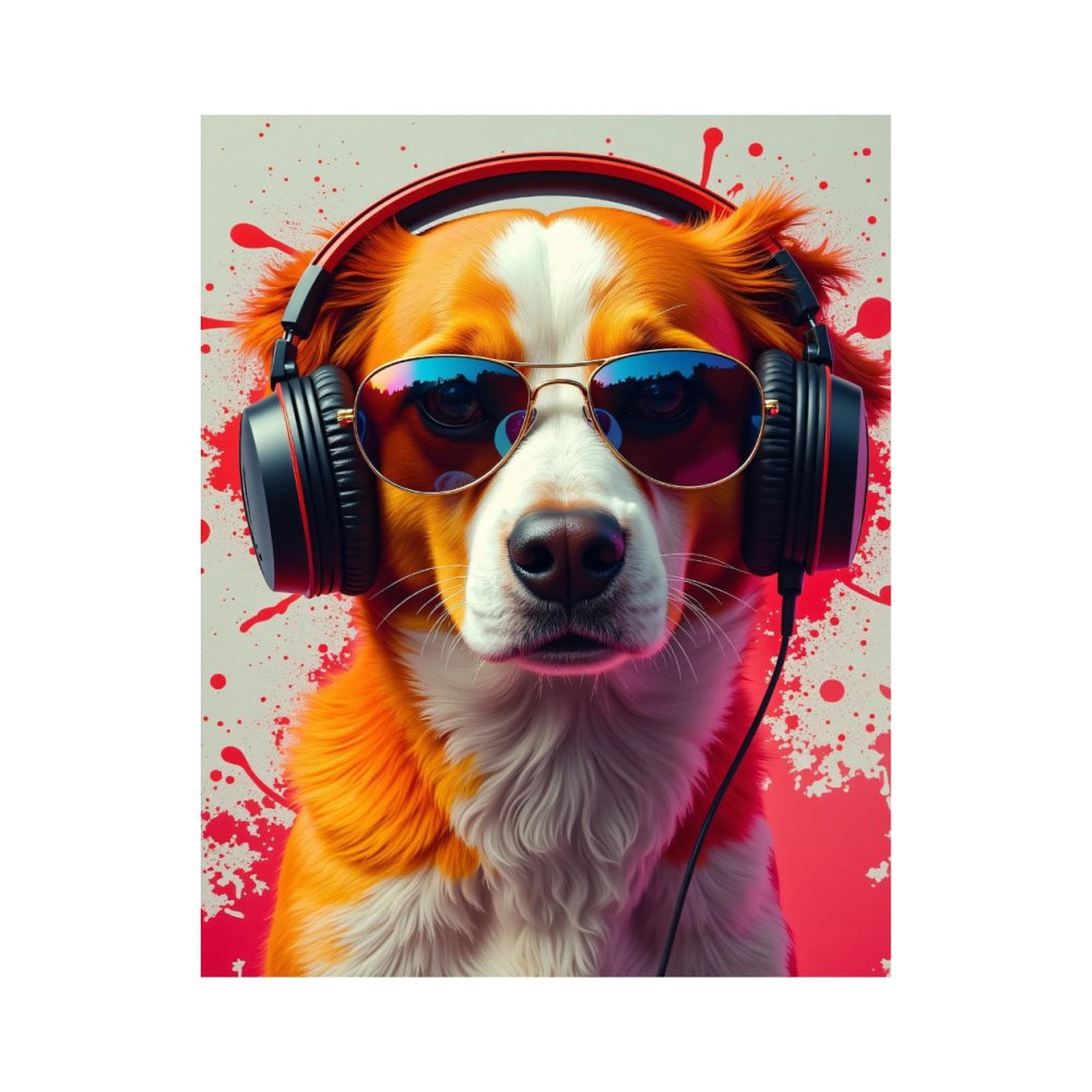 Paint By Numbers Kit for Adults Beginner - DIY Cool Dog Headphones Sunglasses Art Canvas Painting Kits for Adults, Frameless Paint By Number for Adults for Home Wall Decor 16x20 Inch