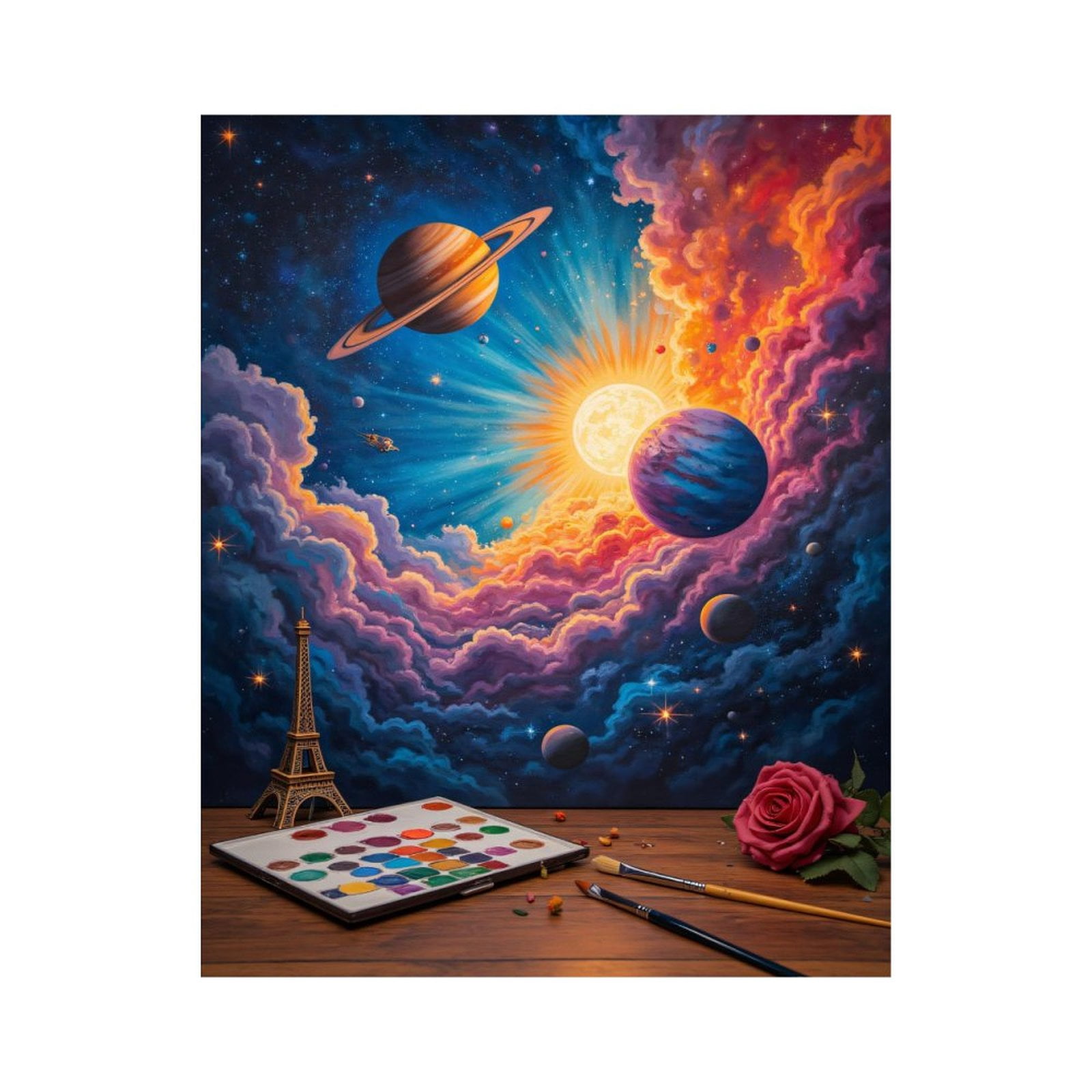 Paint By Numbers Kit for Adults Beginner - DIY Cosmic Fantasy Art Supplies Rose Canvas Painting Kits for Adults, Frameless Paint By Number for Adults for Home Wall Decor 16x20 Inch