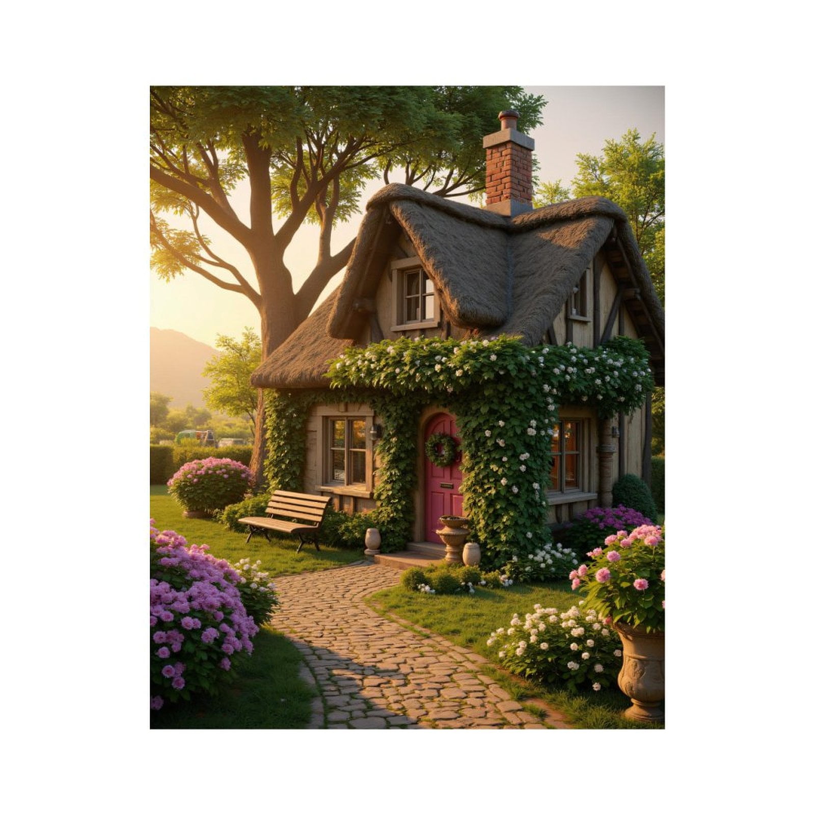 Paint By Numbers Kit for Adults Beginner - DIY Cottage Garden With Stone Pathway Canvas Painting Kits for Adults, Frameless Paint By Number for Adults for Home Wall Decor 16x20 Inch