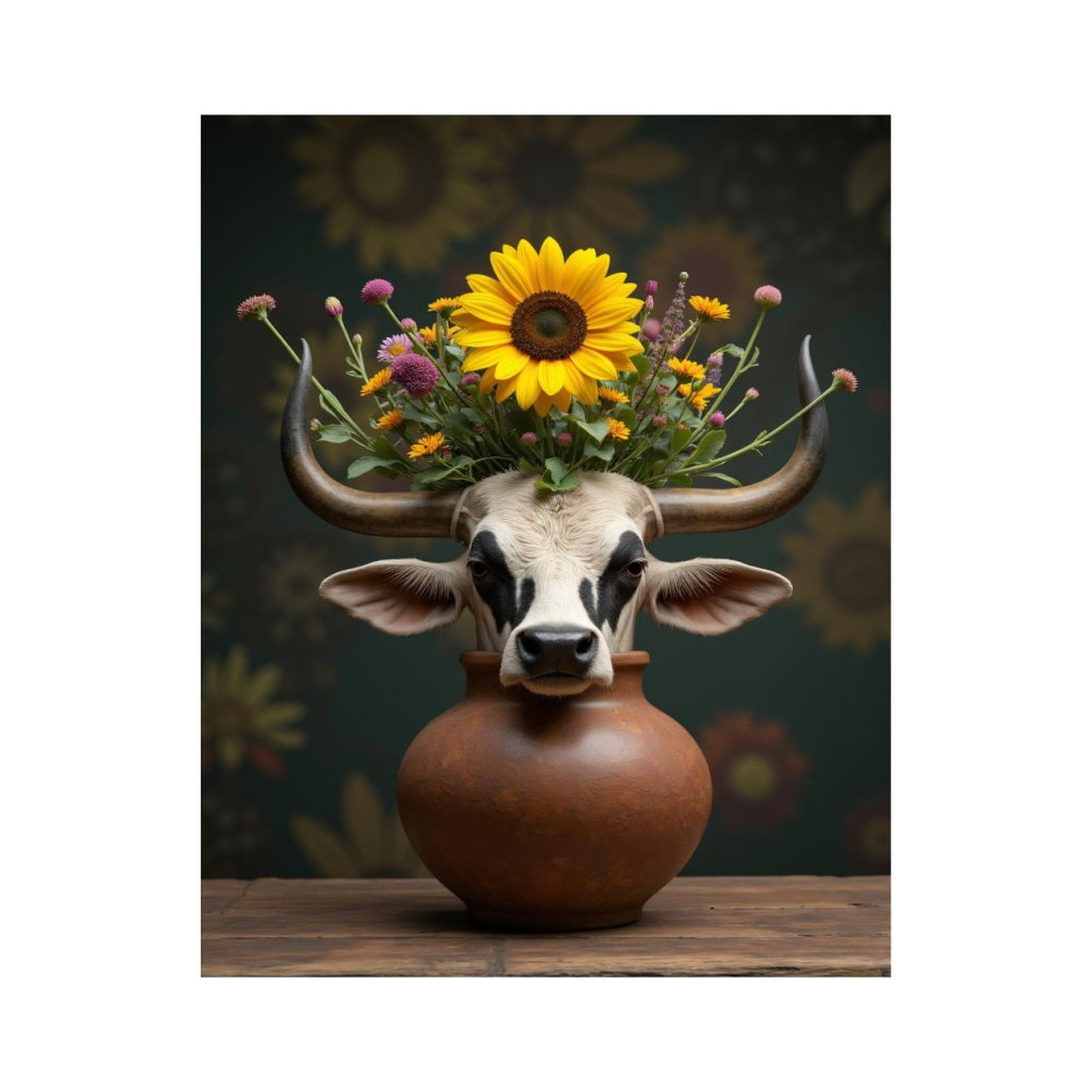 Paint By Numbers Kit for Adults Beginner - DIY Cow Flower Vase Art Canvas Painting Kits for Adults, Frameless Paint By Number for Adults for Home Wall Decor 16x20 Inch