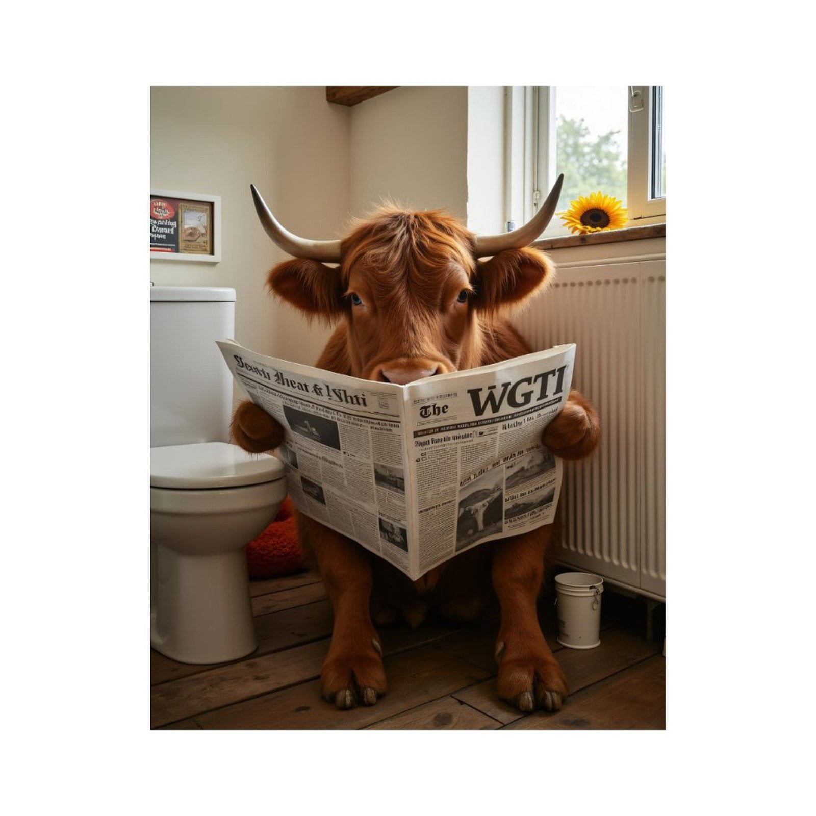 Paint By Numbers Kit for Adults Beginner - DIY Cow Reading Newspaper Indoors Canvas Painting Kits for Adults, Frameless Paint By Number for Adults for Home Wall Decor 16x20 Inch