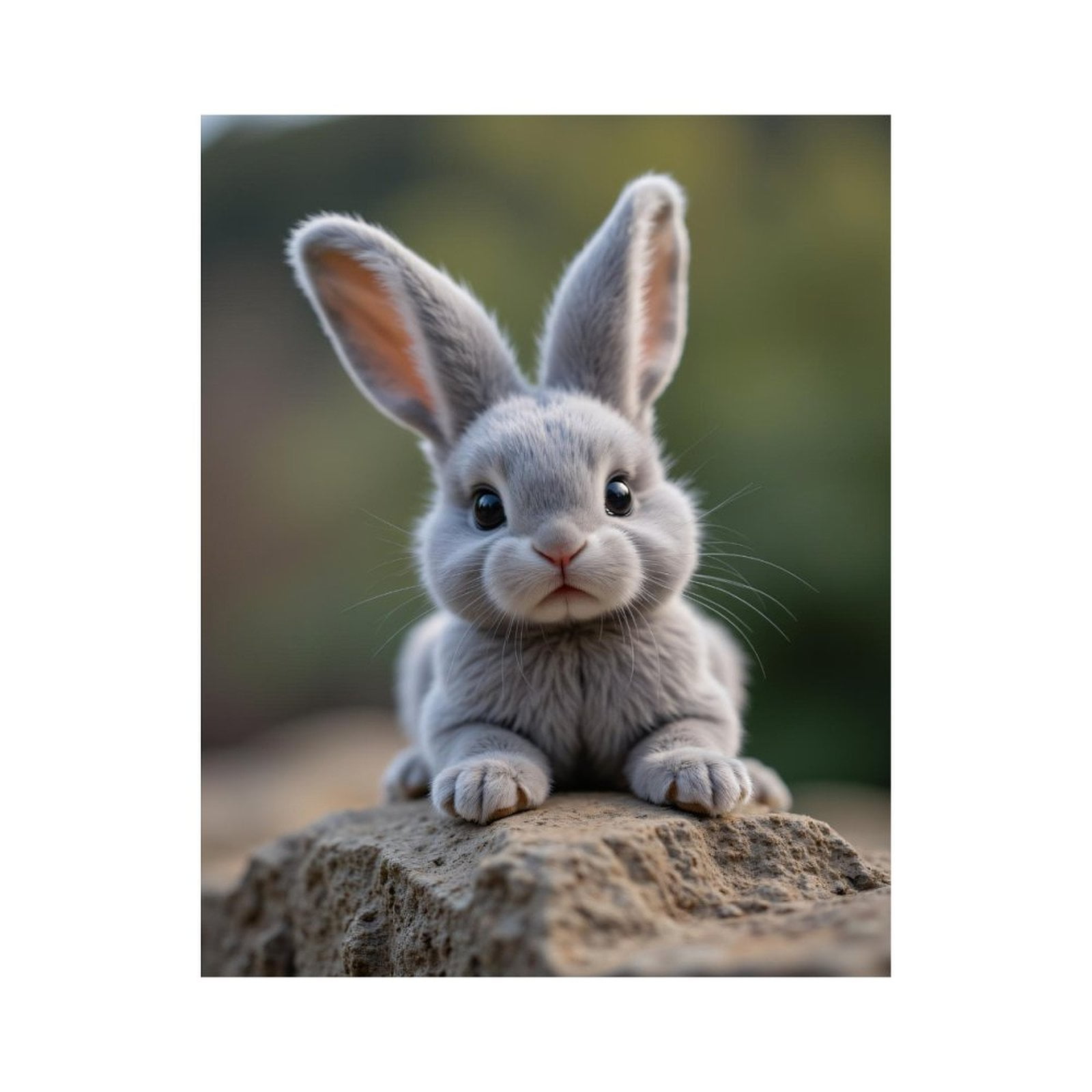 Paint By Numbers Kit for Adults Beginner - DIY Cute Gray Bunny On Rock Canvas Painting Kits for Adults, Frameless Paint By Number for Adults for Home Wall Decor 16x20 Inch