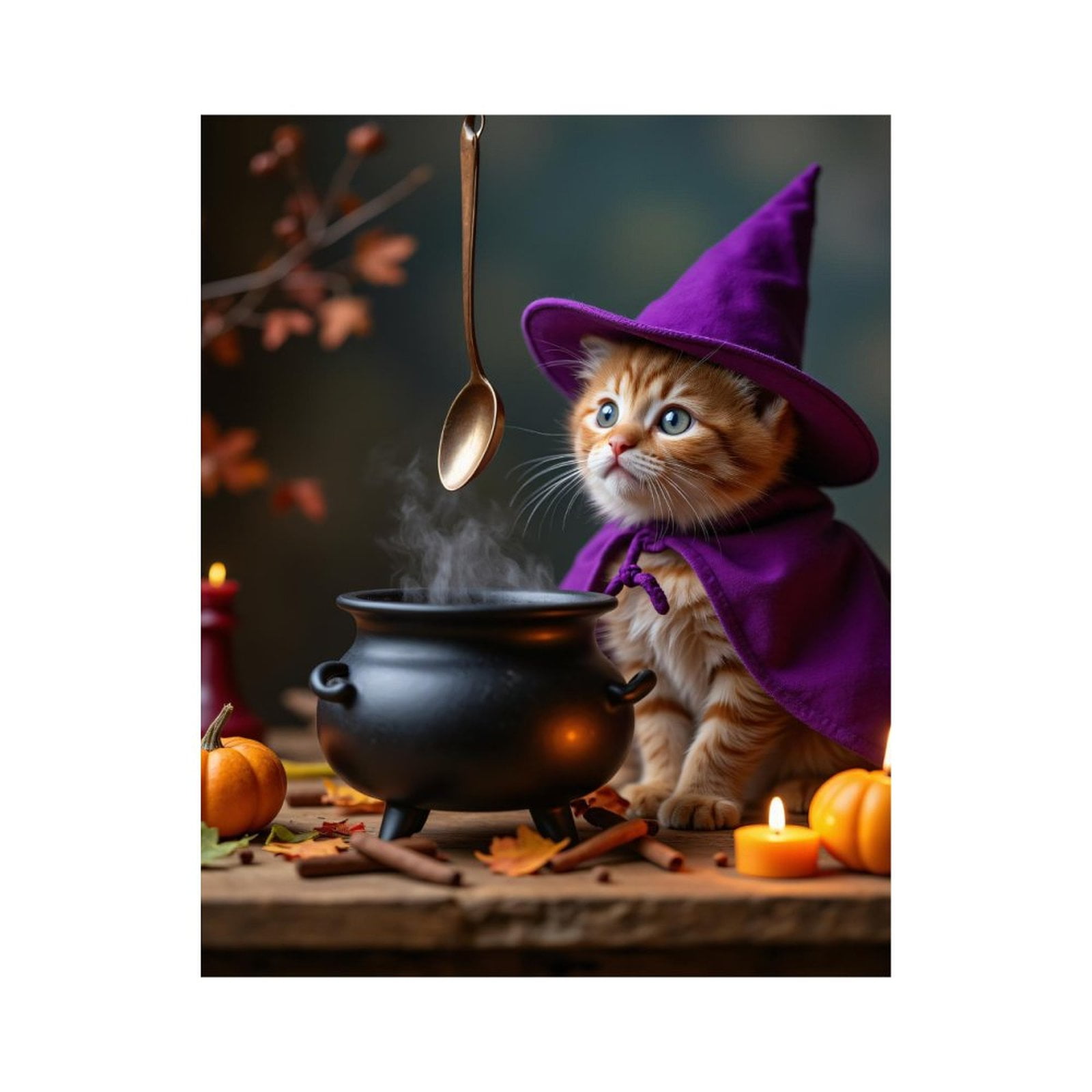 Paint By Numbers Kit for Adults Beginner - DIY Cute Kitten Witch Cauldron Candle Canvas Painting Kits for Adults, Frameless Paint By Number for Adults for Home Wall Decor 16x20 Inch
