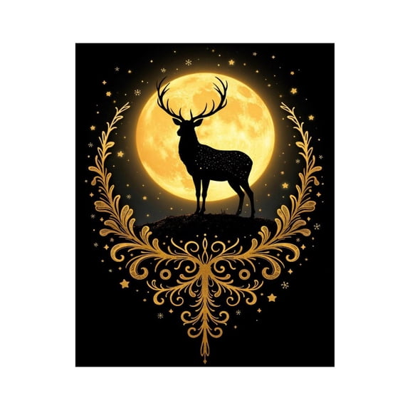 Paint By Numbers Kit for Adults Beginner - DIY Deer Moonlight Silhouette Art Decor Canvas Painting Kits for Adults, Frameless Paint By Number for Adults for Home Wall Decor 16x20 Inch