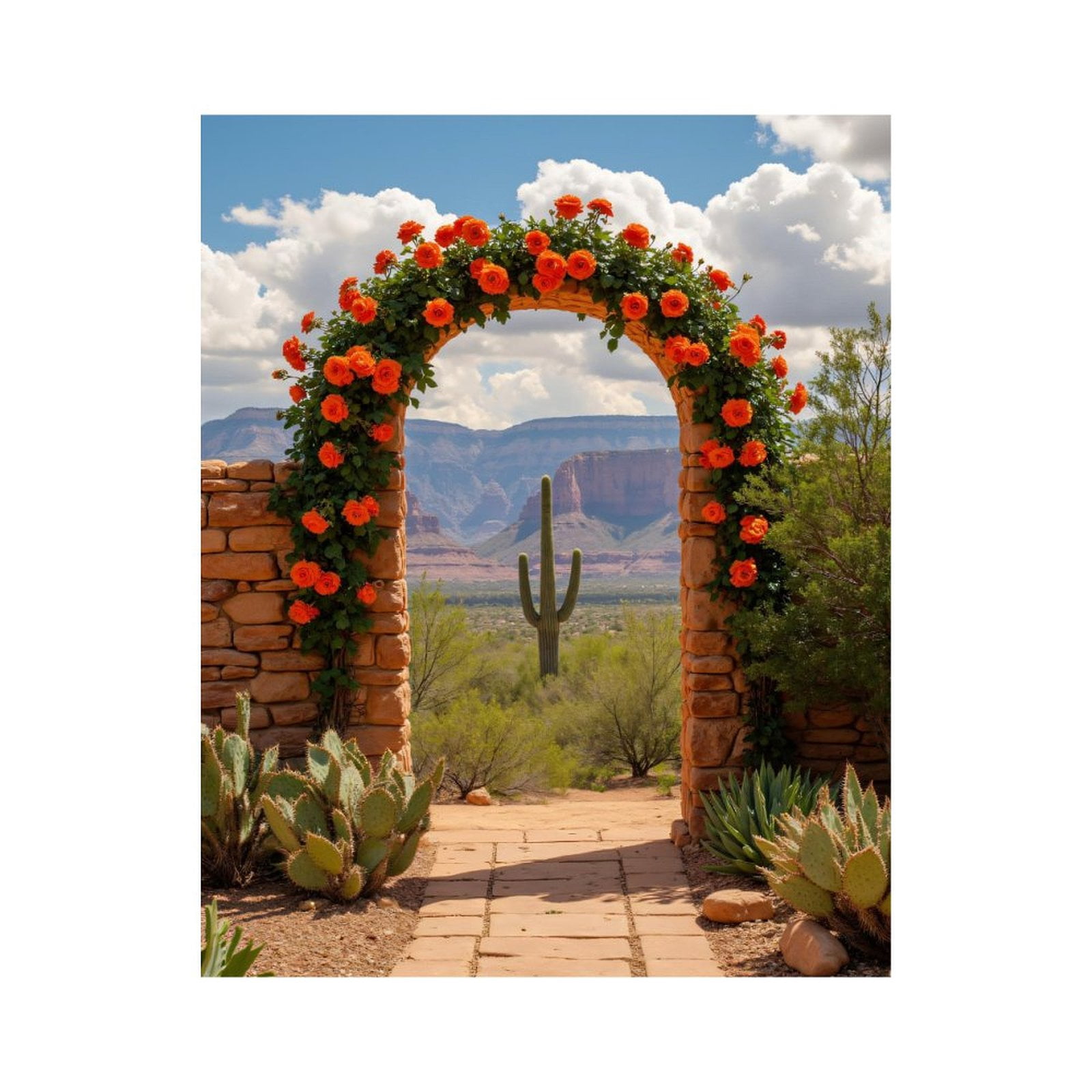 Paint By Numbers Kit for Adults Beginner - DIY Desert Archway Floral Cactus View Canvas Painting Kits for Adults, Frameless Paint By Number for Adults for Home Wall Decor 16x20 Inch
