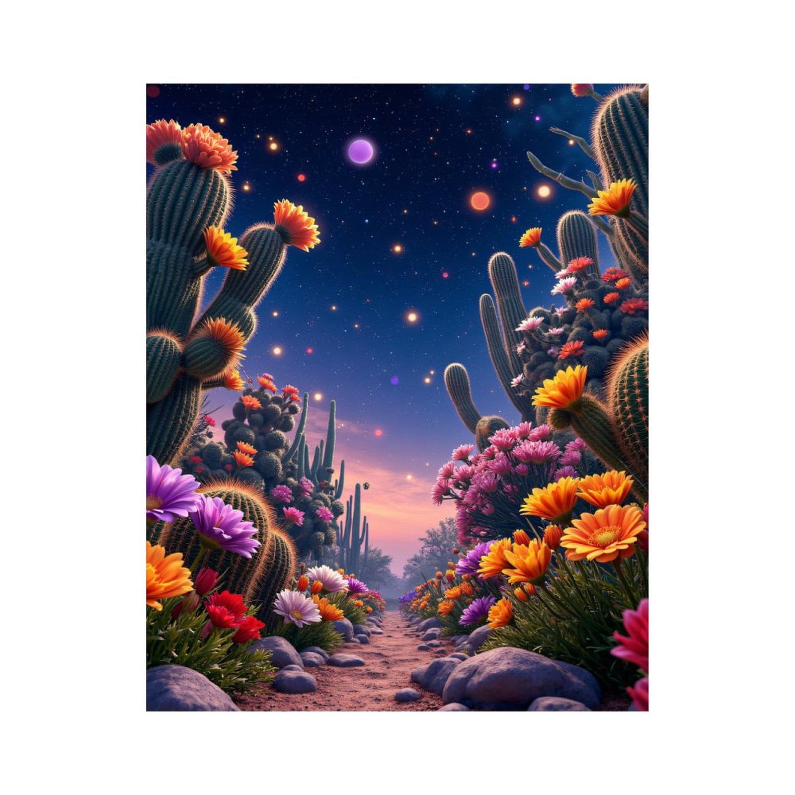 Paint By Numbers Kit for Adults Beginner - DIY Desert Night Floral Pathway Sky Canvas Painting Kits for Adults, Frameless Paint By Number for Adults for Home Wall Decor 16x20 Inch