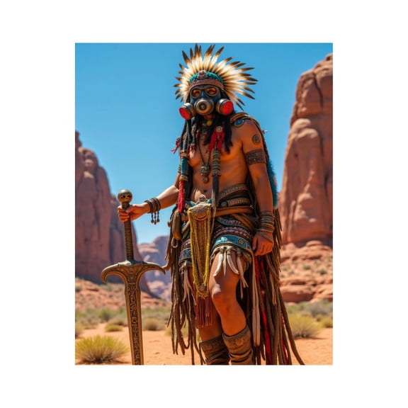 Paint By Numbers Kit for Adults Beginner - DIY Desert Warrior Gas Mask Feathers Blade Canvas Painting Kits for Adults, Frameless Paint By Number for Adults for Home Wall Decor 16x20 Inch