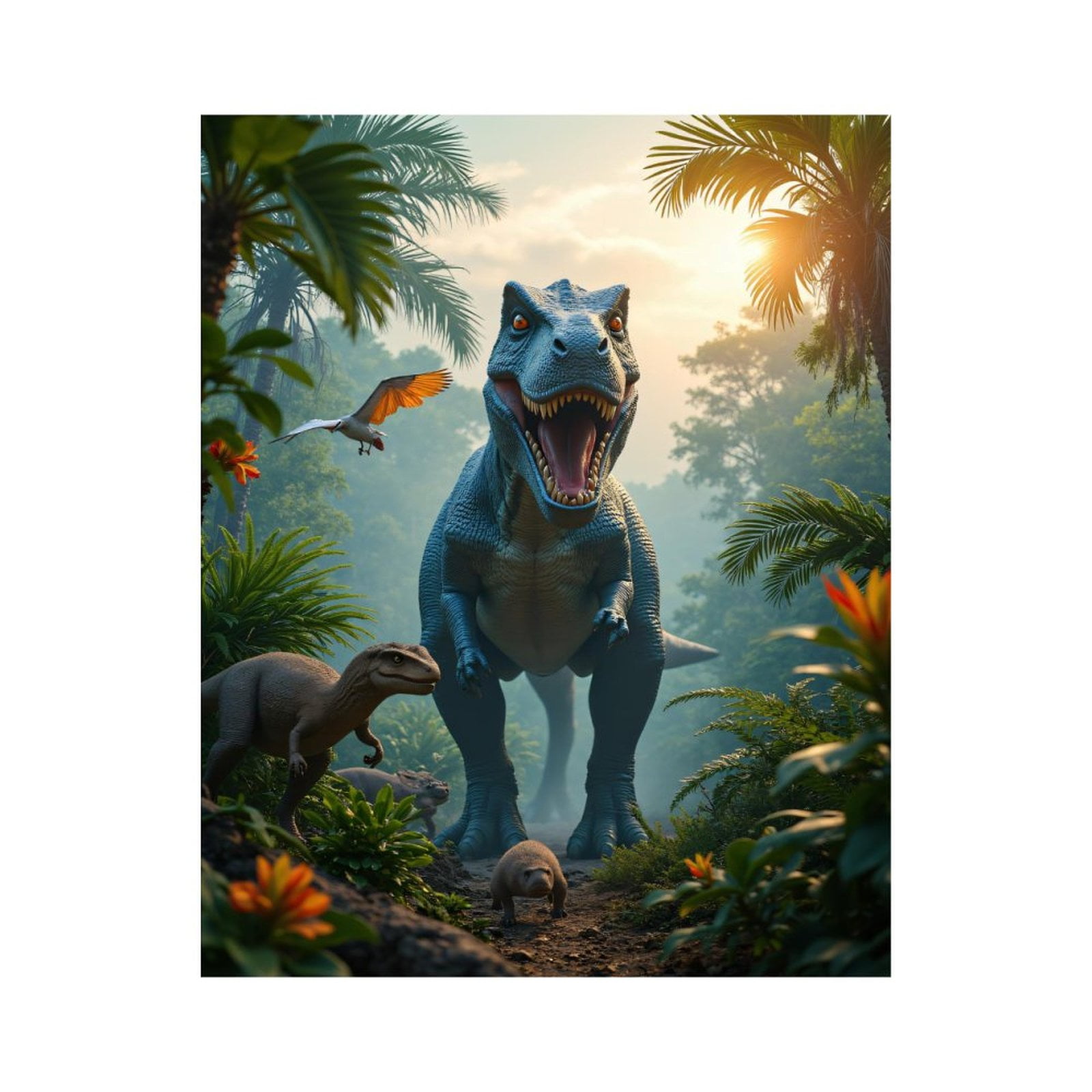 Paint By Numbers Kit for Adults Beginner - DIY Dinosaurs Jungle Adventure Scene Canvas Painting Kits for Adults, Frameless Paint By Number for Adults for Home Wall Decor 16x20 Inch