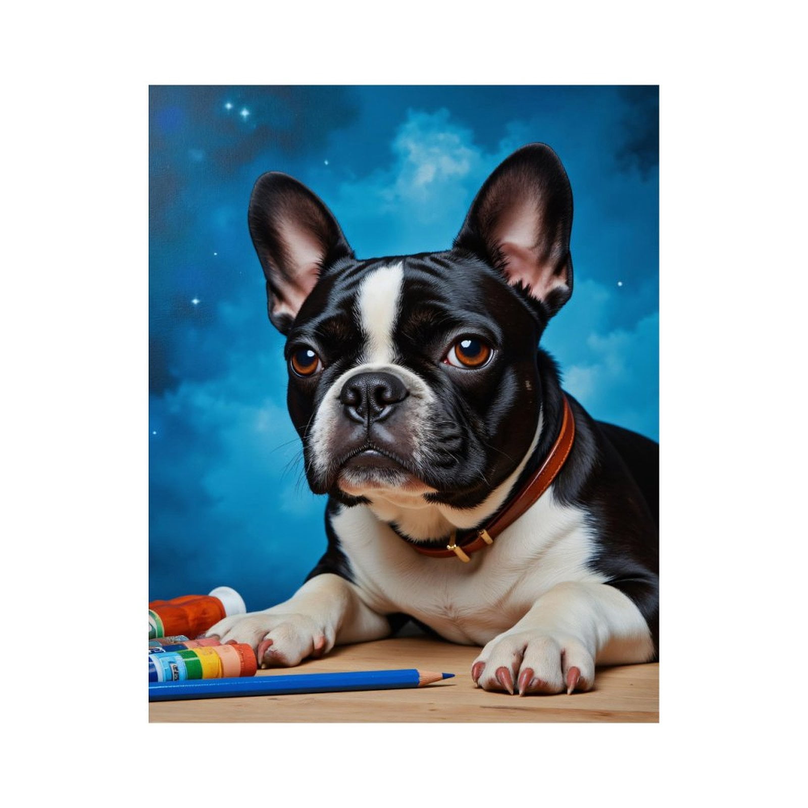 Paint By Numbers Kit for Adults Beginner - DIY Dog Art Supplies Sky Blue Canvas Painting Kits for Adults, Frameless Paint By Number for Adults for Home Wall Decor 16x20 Inch