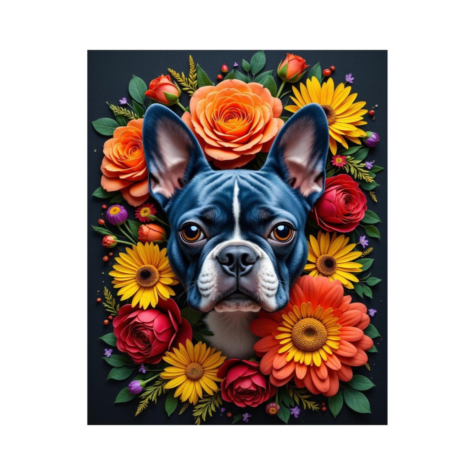 Paint By Numbers Kit for Adults Beginner - DIY Dog Floral Wreath Art Composition Canvas Painting Kits for Adults, Frameless Paint By Number for Adults for Home Wall Decor 16x20 Inch
