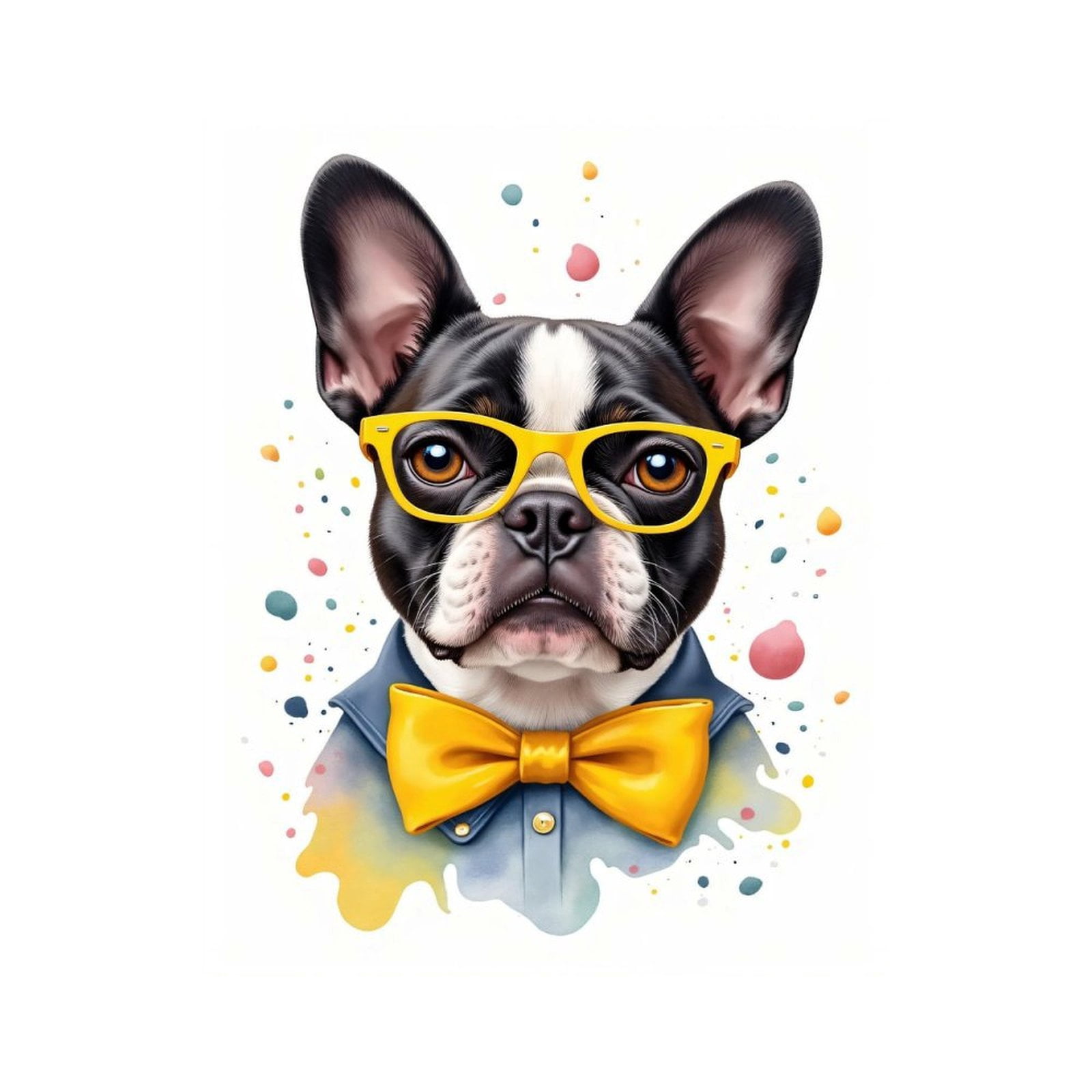 Paint By Numbers Kit for Adults Beginner - DIY Dog Glasses Yellow Bowtie Art Canvas Painting Kits for Adults, Frameless Paint By Number for Adults for Home Wall Decor 16x20 Inch