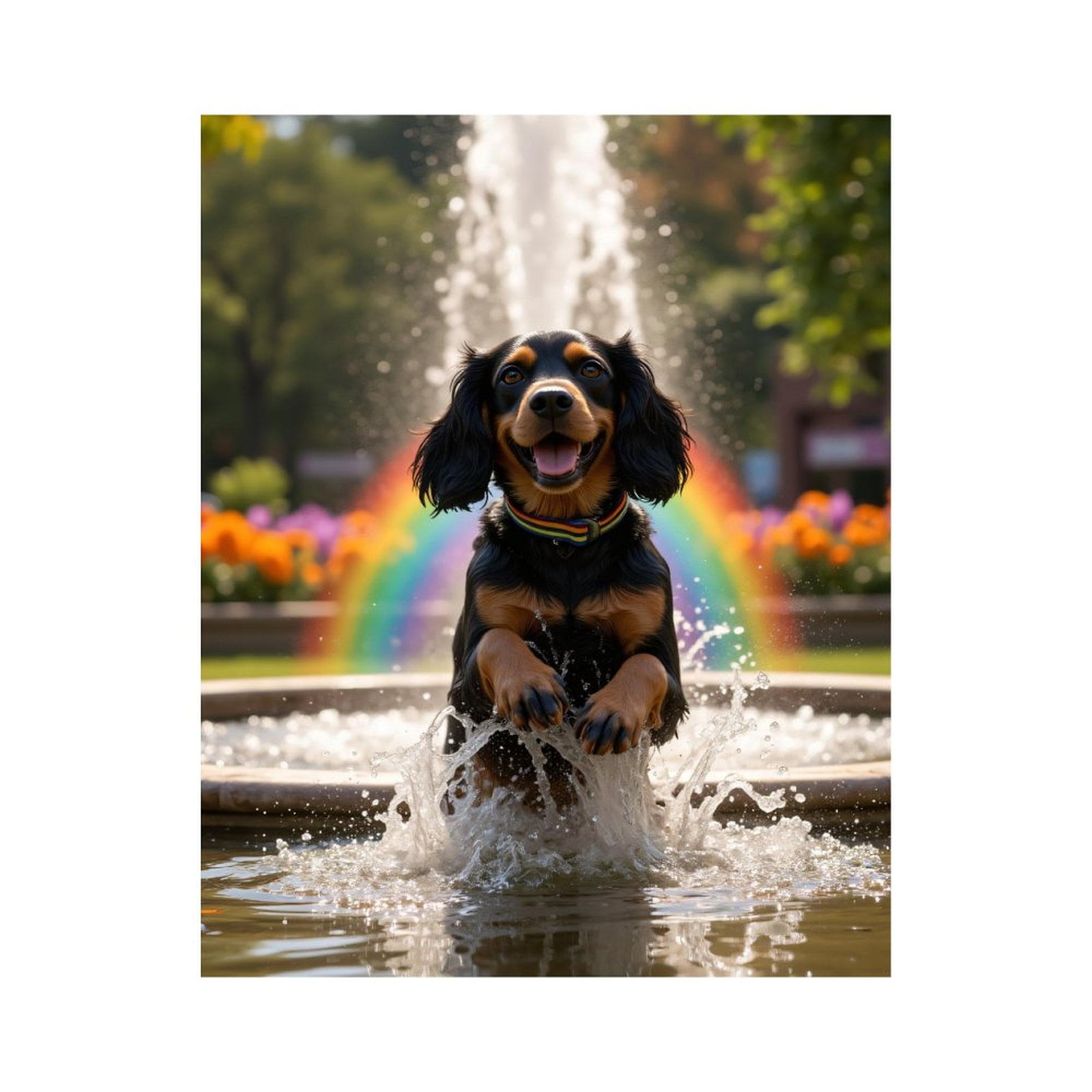 Paint By Numbers Kit for Adults Beginner - DIY Dog Joy Fountain Rainbow Splash Canvas Painting Kits for Adults, Frameless Paint By Number for Adults for Home Wall Decor 16x20 Inch