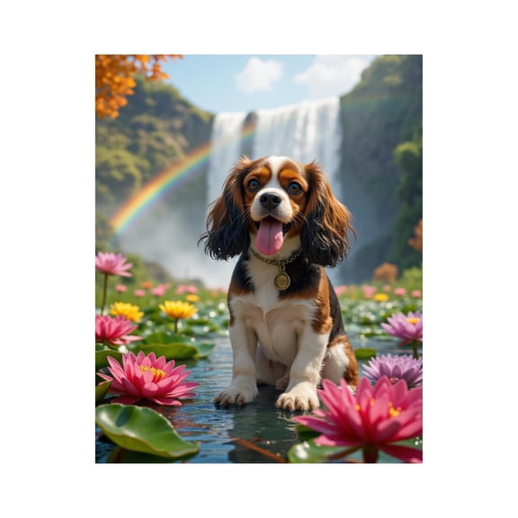 Paint By Numbers Kit for Adults Beginner - DIY Dog Lotus Waterfall Rainbow Scene Canvas Painting Kits for Adults, Frameless Paint By Number for Adults for Home Wall Decor 16x20 Inch