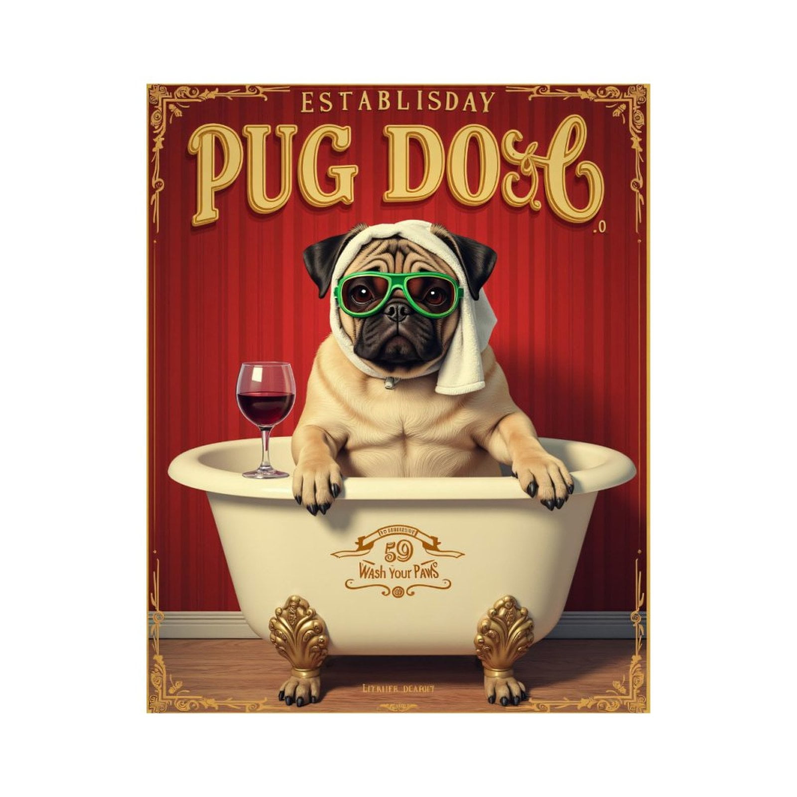 Paint By Numbers Kit for Adults Beginner - DIY Dog Spa Bath Comedy Art Deco Canvas Painting Kits for Adults, Frameless Paint By Number for Adults for Home Wall Decor 16x20 Inch