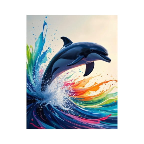 Paint By Numbers Kit for Adults Beginner - DIY Dolphin Color Splash Artistry Canvas Painting Kits for Adults, Frameless Paint By Number for Adults for Home Wall Decor 16x20 Inch
