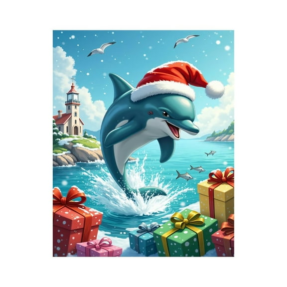 Paint By Numbers Kit for Adults Beginner - DIY Dolphin Holiday Splash Scene Canvas Painting Kits for Adults, Frameless Paint By Number for Adults for Home Wall Decor 16x20 Inch