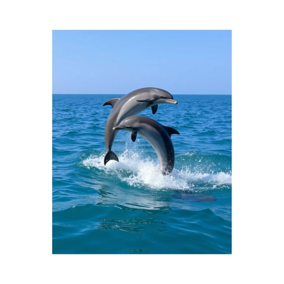 Paint By Numbers Kit for Adults Beginner - DIY Dolphins Leaping Ocean Blue Waters Canvas Painting Kits for Adults, Frameless Paint By Number for Adults for Home Wall Decor 16x20 Inch