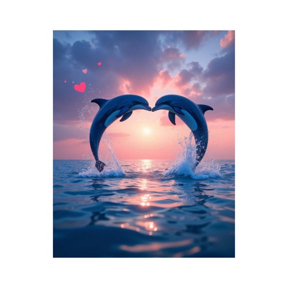 Paint By Numbers Kit for Adults Beginner - DIY Dolphins Ocean Sunset Romance Canvas Painting Kits for Adults, Frameless Paint By Number for Adults for Home Wall Decor 16x20 Inch