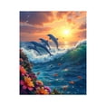 thumbnail image 1 of Paint By Numbers Kit for Adults Beginner - DIY Dolphins Sunset Ocean Wave Blossoms Canvas Painting Kits for Adults, Frameless Paint By Number for Adults for Home Wall Decor 16x20 Inch, 1 of 7