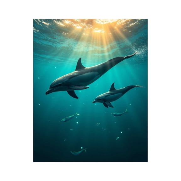 Paint By Numbers Kit for Adults Beginner - DIY Dolphins Swimming Underwater Sunlight Canvas Painting Kits for Adults, Frameless Paint By Number for Adults for Home Wall Decor 16x20 Inch