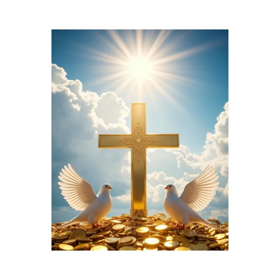 Paint By Numbers Kit for Adults Beginner - DIY Doves Sunlight Clouds Cross Coins Canvas Painting Kits for Adults, Frameless Paint By Number for Adults for Home Wall Decor 16x20 Inch