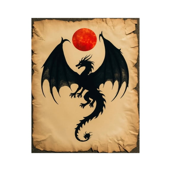 Paint By Numbers Kit for Adults Beginner - DIY Dragon Silhouette Crimson Sun Scroll Canvas Painting Kits for Adults, Frameless Paint By Number for Adults for Home Wall Decor 16x20 Inch